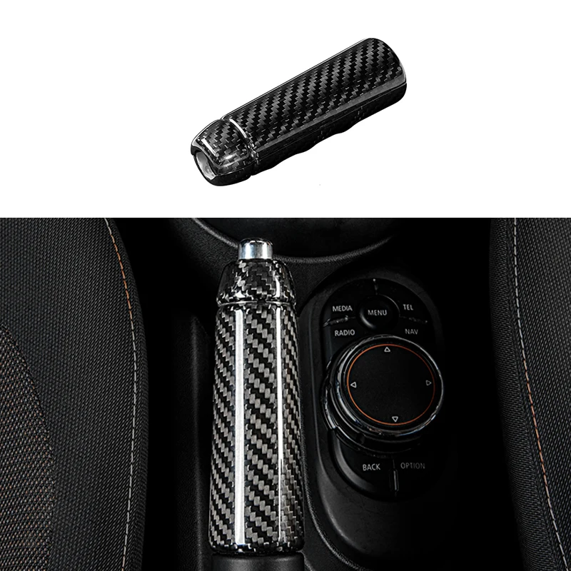 

tantan Suitable For BMW MINI COOPER CABRIO F55 F56 F57 Carbon Fiber Car Handbrake Lever Cover Glue Stickers Interior Accessories