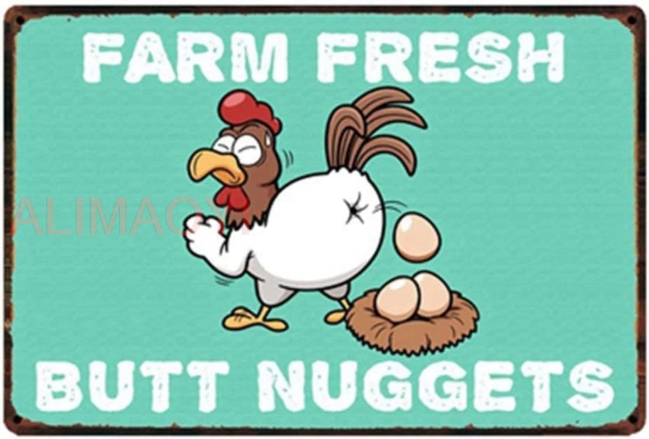 Металлическая вывеска Bonoff Farm Fress Butt Nuggets Plaqu nice