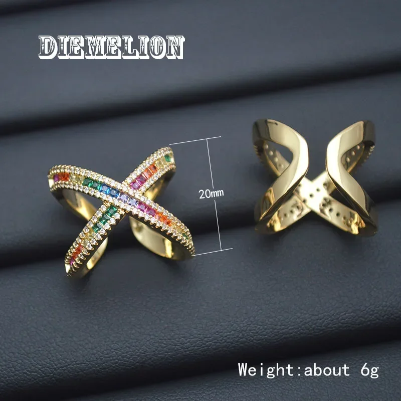 Роскошные большие кольца на палец X-образной формы с крестом для женщин полностью