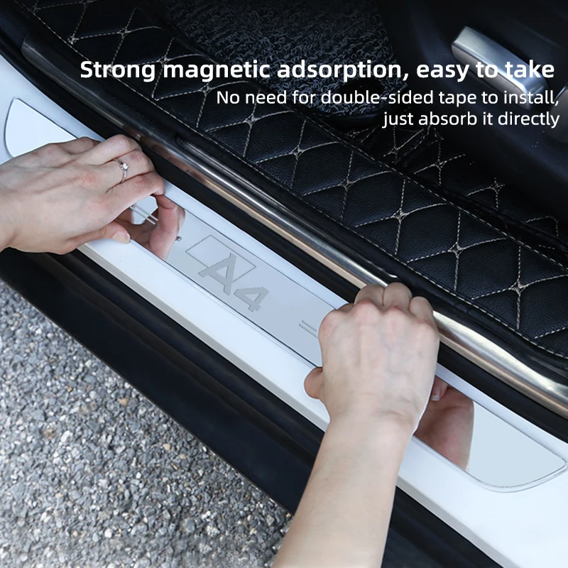 

Customized LED Welcome Pedal Car Scuff Plate Pedal no wiring For Audi A4 RS4 B5 B6 B7 2012 Car interior Decoration Accessories