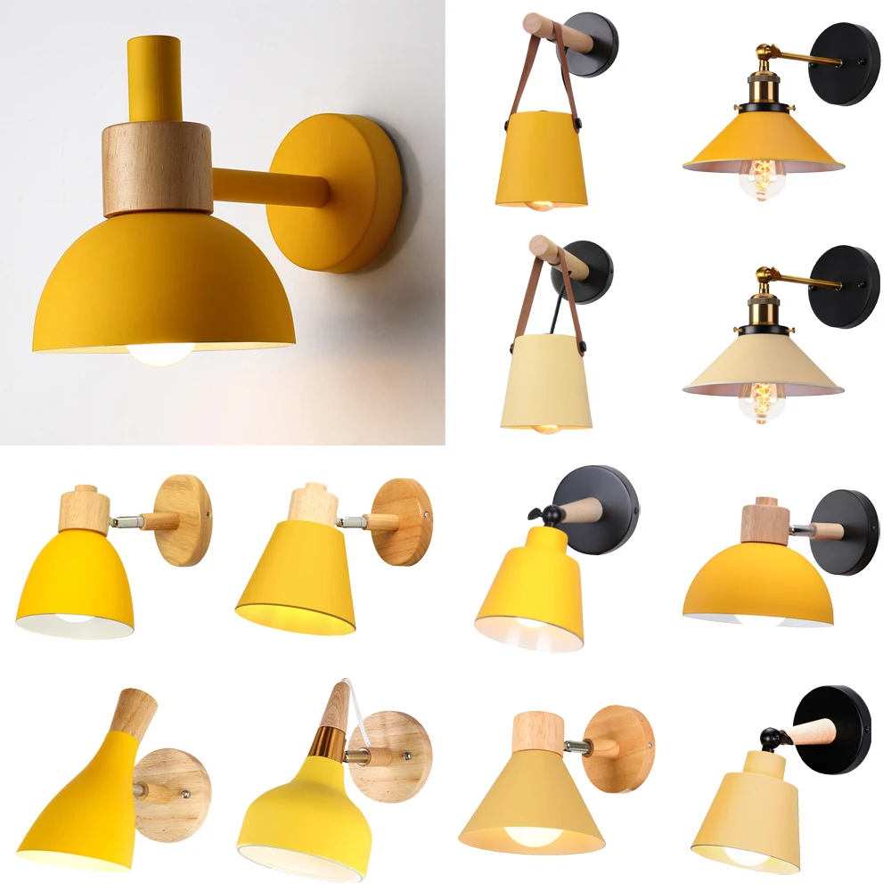 

Modern LED E27 Wood Wall Lamps Nordic Sconce Ceiling Lights Bedroom Bedside Lamp Indoor Lighting Living Room Home Decor wandlamp