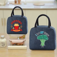 portable lunch bag for women insulated canvas cooler bag thermal kids food tote for work picnic lunch bags girl food pattern