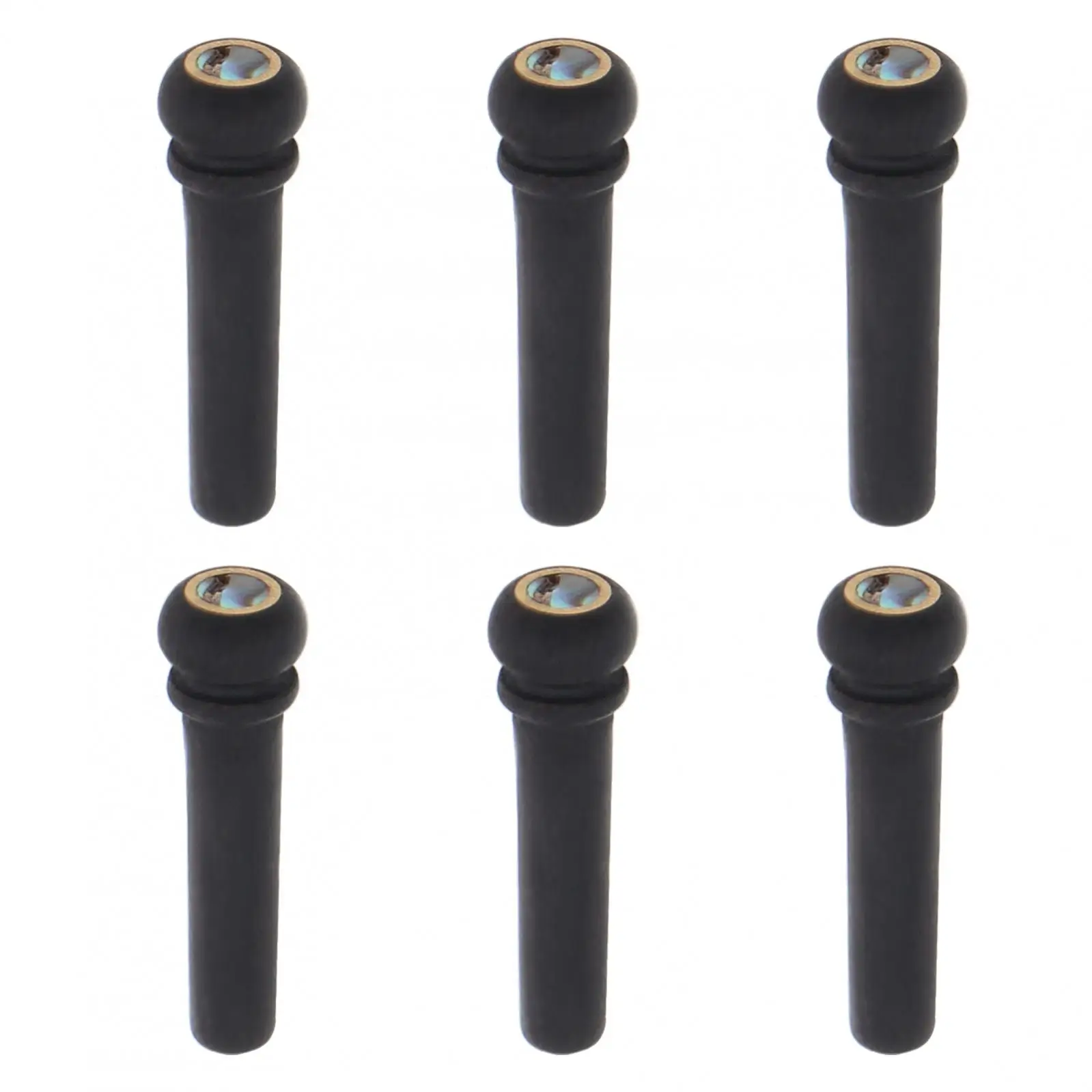 

6pcs/lot Ebony Guitar Bridge Pins with Small Abalone Shell Dots, Durable Acoustic Guitar Bridge Pegs