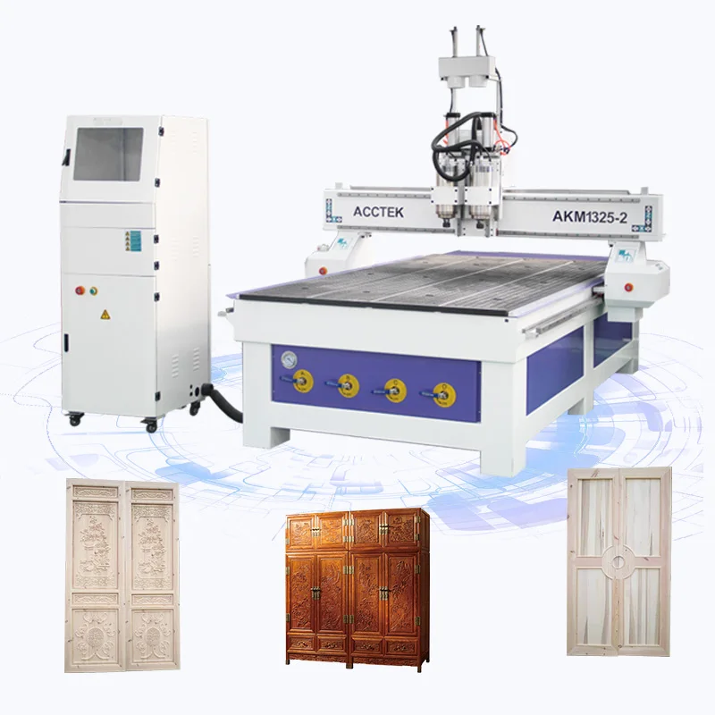 

Woodworking Double Head CNC Engraving Machine 1325 Two Spindles CNC Wood Router For 3D Carving