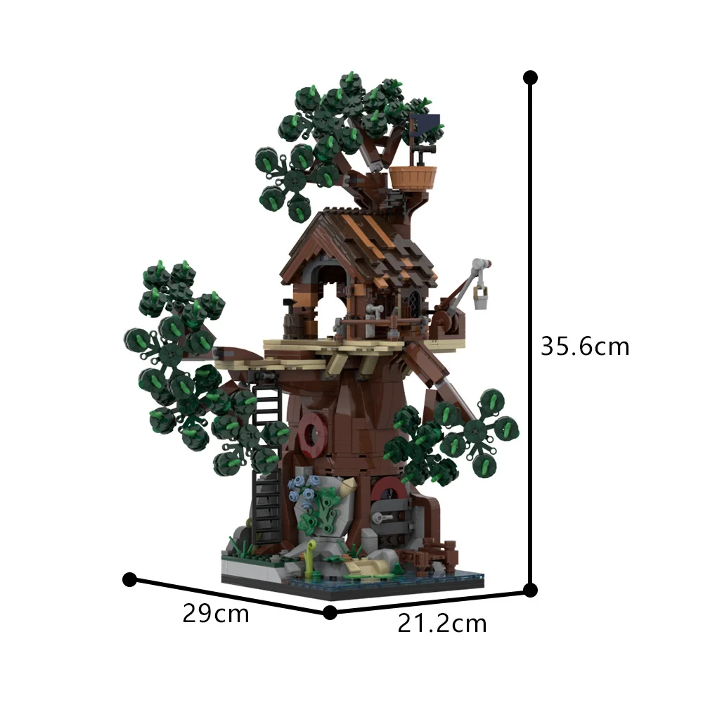 Gobricks MOC Woodland Retreat строительные блоки модель лесных старых деревьев креативный дом