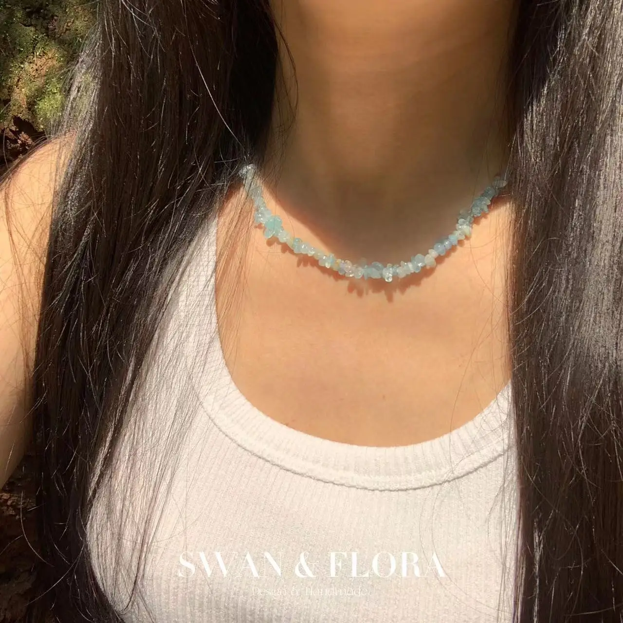 

Natural Aquamarine Necklace Fine Jewelry Handmade Stones BLUE Wholesale Healing Energy Gift Lucky Jewelry