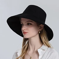 summer solid sun hats for women spring cotton bucket hat outdoor travel beach uv proof visor hat large brim fashion panama cap