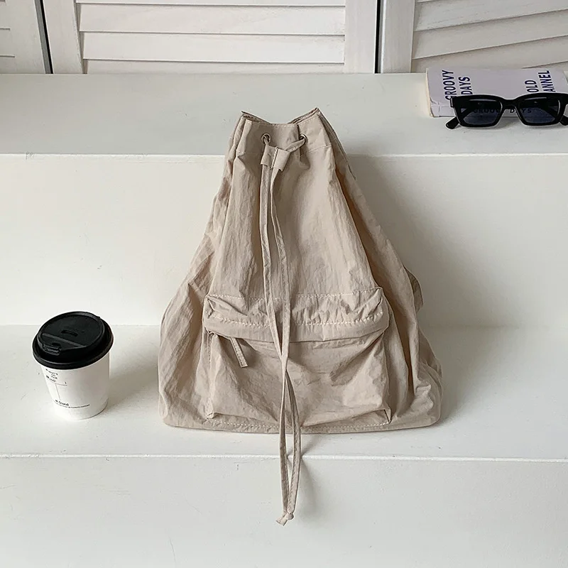 

Легкий Рюкзак, повседневный рюкзак на шнурке, простой вместительный нейлоновый школьный ранец ruckk, женский рюкзак для детского сада