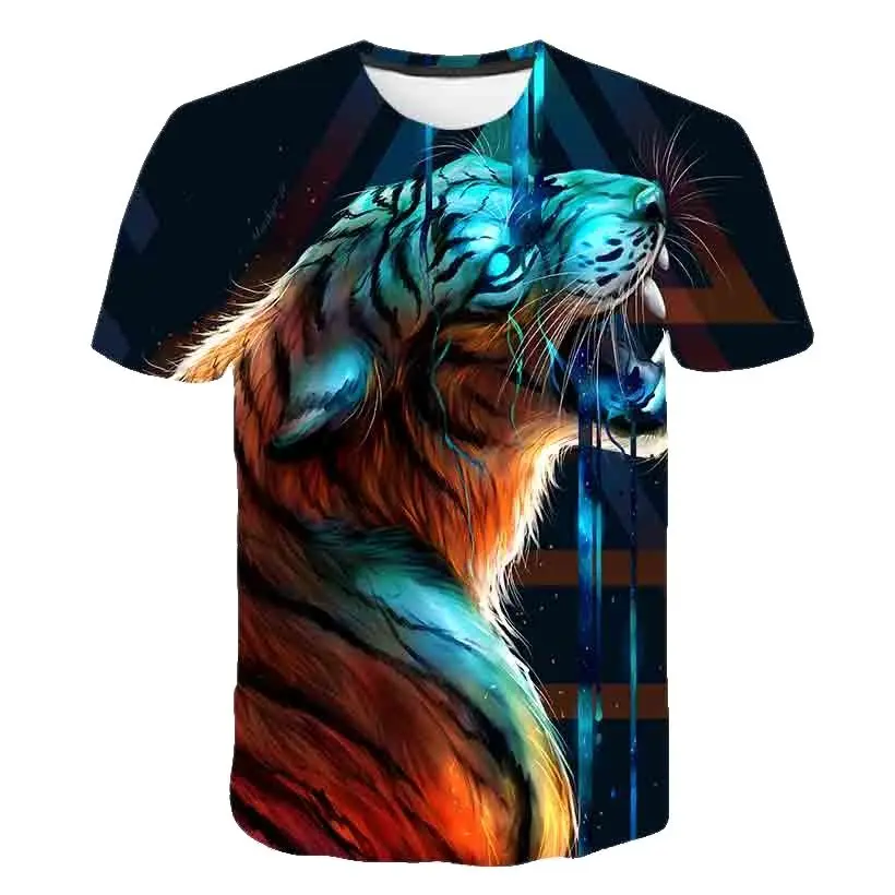 

Summer Men's 3d Printed Tiger Series T-shirt Men's Latest Fashion Trend Harajuku Breathable O-neck Short Sleeve Large Size Top