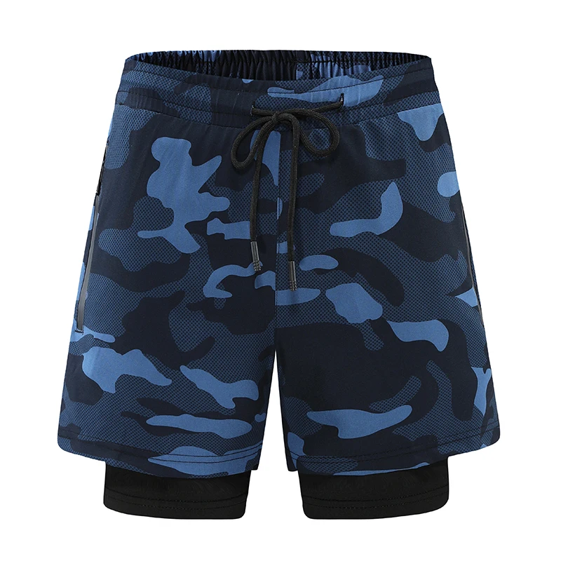 Running Shorts Men Gym Double-deck 2 IN 1 Short Pants Sport Fitness Basketball Jogging Workout Bodybuilding Camouflage