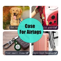 leather case suitable for airtags pet tracker keychain luggage kids bags anti loss hanging pu protective cover for locator