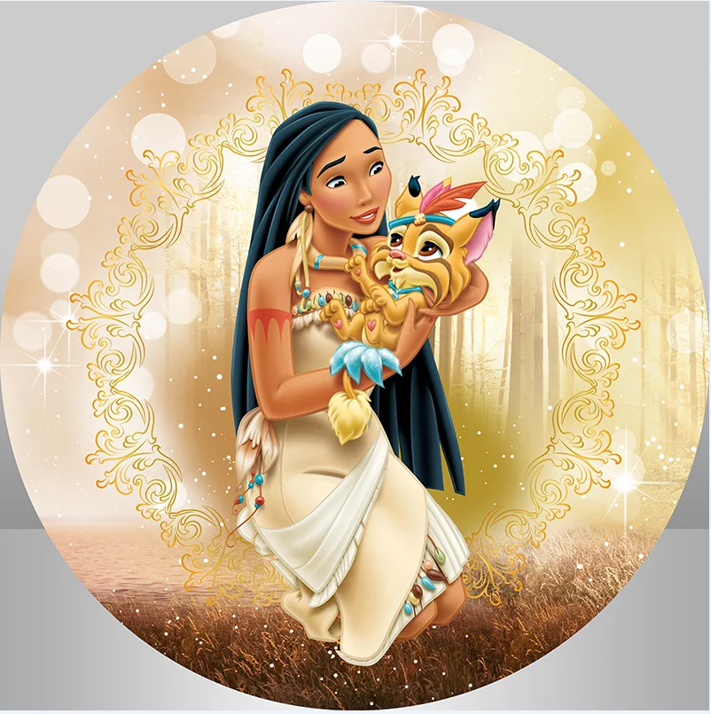 

Disney Princess Party Background Decors Round Customized Backdrop Children's Birthday Decoration Wedding Banner