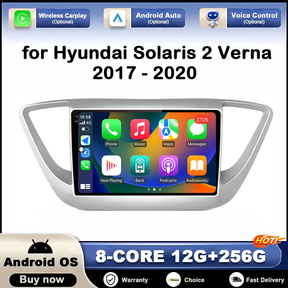 Hyundai Solaris 2 Verna 2017-2020 Автомобильный Мультимедийный Плеер GPS-навигация Android