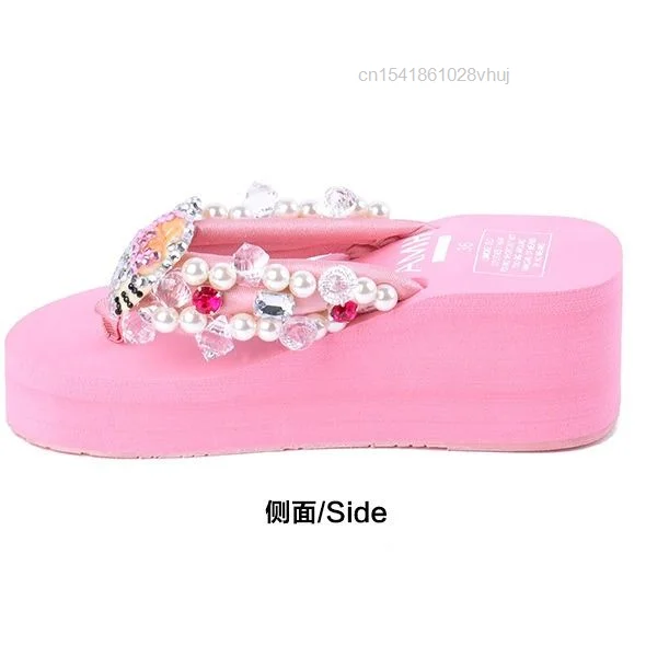 Sanrio Hello Kitty Soft Flip Flop Sandals Y2k Beach Slides Shoes Women Kawaii Casual Wedge High Heels Platform Slippers Ladies images - 6