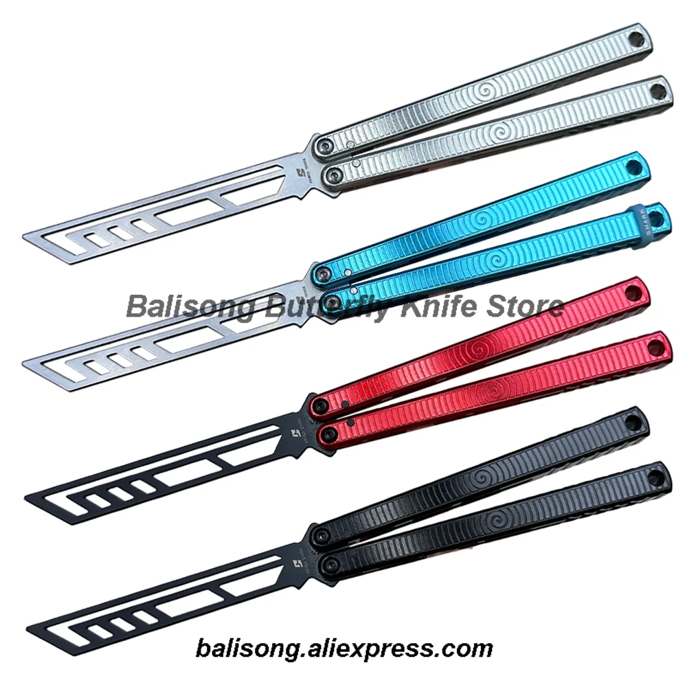 

ARMED SHARK Spiral Kraken (Krake Raken) Clone Balisong Butterfly Trainer Knife 7075 Aluminum Speed Channel Handle Safe EDC Tools