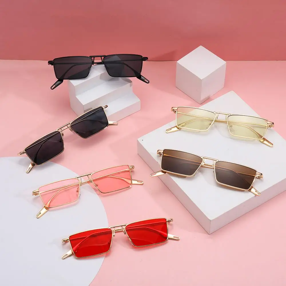 

Korean Fashion Narrow Rectangular UV Protection Hip-hop Sunglasses Metal Sunglasses Eyewear Shades