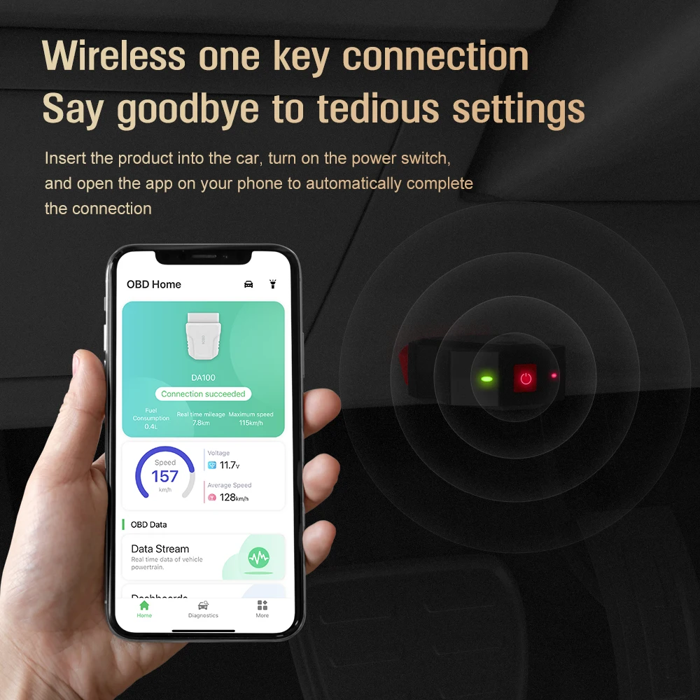 Фото DA100 Диагностические инструменты Автомобильный сканер OBD 2, автомобильные аксессуары с переключателем, стирающий код неисправности, автоматический тест аккумулятора двигателя, считыватель автомобильных кодов №2