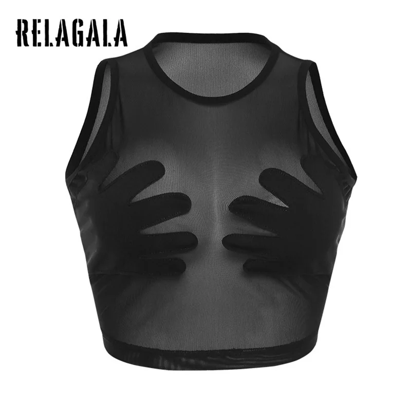 

RelaGala Women Crew Neck Sleeveless Palm Creative Slim Tank Top