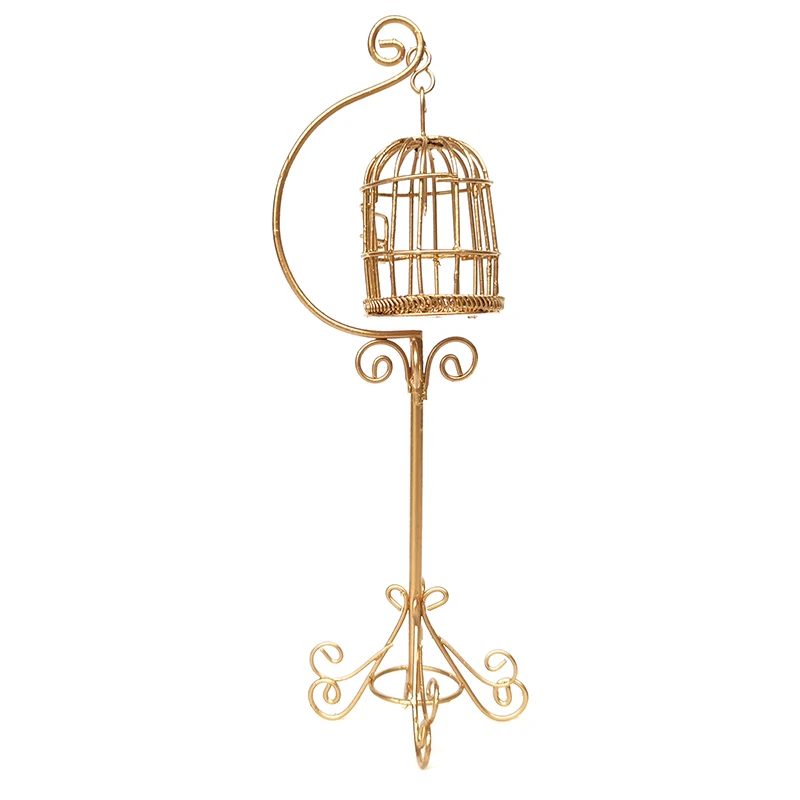

1pc Dollhouse Miniature Furniture Bird Cage For Decor Doll House Birdcage Model Garden Ornament simulated bird cage model