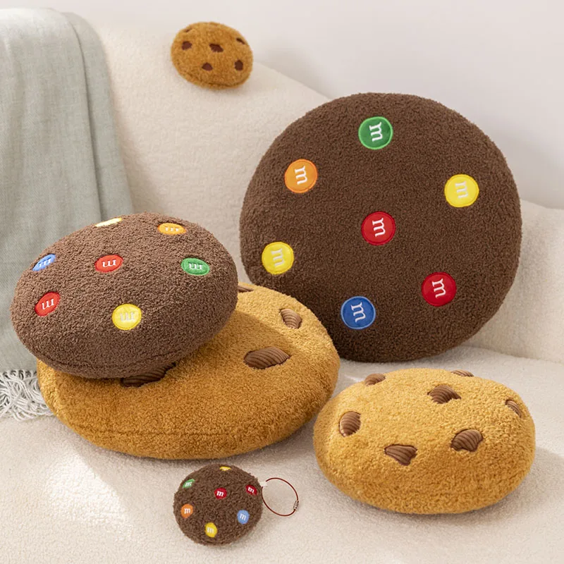 

Creative Cookies Plush Pillow Round Shape Chocolate Biscuits Stuffed Toys Realistic Food Snack Seat Cushion Plushie Props Gifts