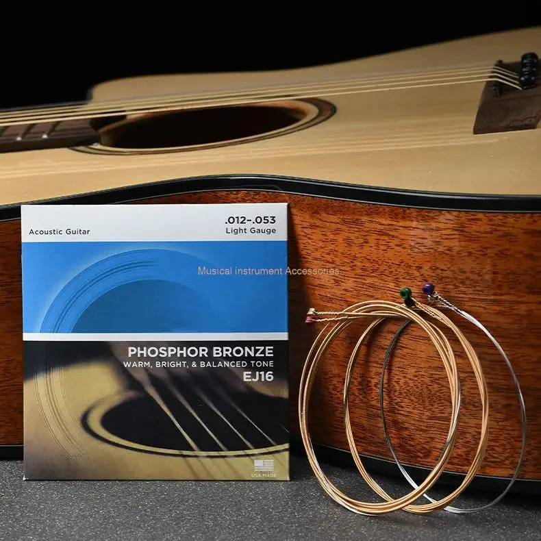 

EJ16 12-53 Phosphor Bronze Acoustic Guitar Strings Rich Full Tonal Spectrum Extra Light For 6 String Guitars Music Accessories