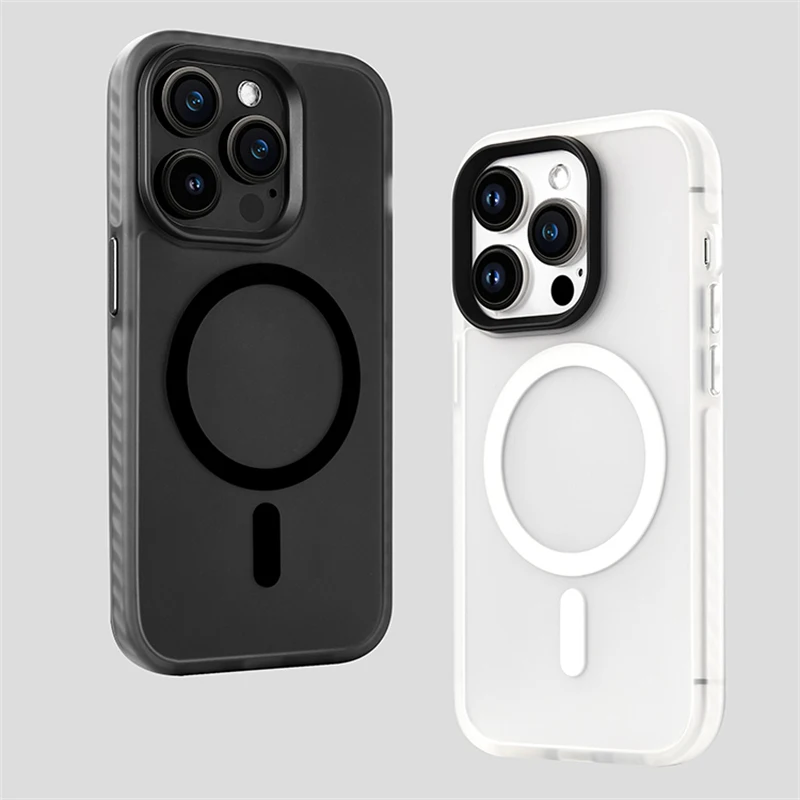 

Чехол Magsafe для iPhone 14, 15, 14Pro Max, Беспроводная зарядка, Матовый Магнитный ударопрочный чехол для iPhone 13 Pro Max, защитный чехол