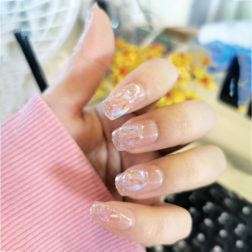 

False Nails Colorful Artificial Full Cover Fake Fingernails For Bride Wedding Polish Free Manicure Artificial Nails Nail Tools