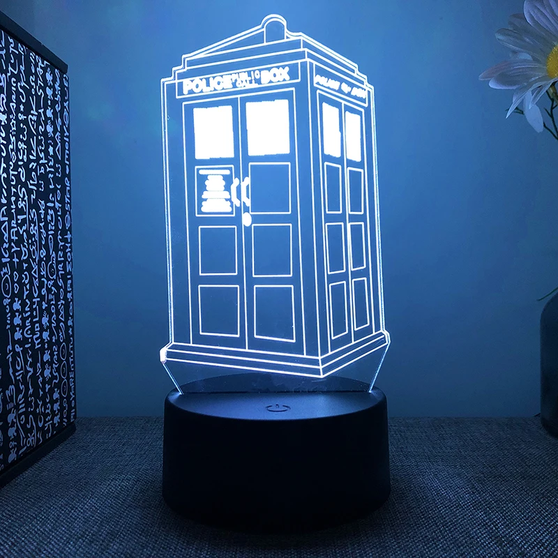 European Architecture Telephone Booth 3d Led Lamp For Bedroom Night Lights  Room Decor Living Room Ornament