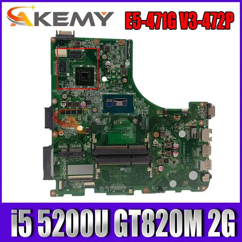 

Da0zq0mb6e0, для acer aspire V3-472 V3-472P E5-471 E5-471G системная плата, NBMN211001 (с фотопроцессором) GT820/2G тест ОК