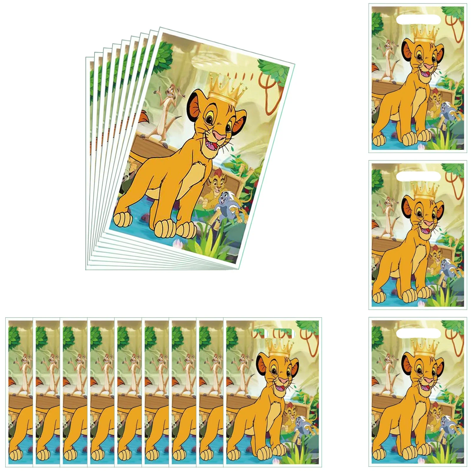 Фото Подарочные пакеты на день рождения «Король Лев» в стиле аниме, пластиковые конфеты, сумка для подарков, сумка для конфет, принадлежности для детского душа, подарки для детской вечеринки №1