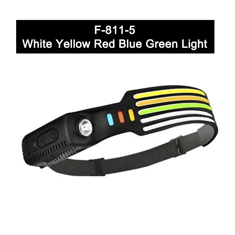 

Индукционный налобный фонарь с датчиком COB, светодиодный налобный фонарь, перезаряжаемый фонарик со встроенной батареей, ули...