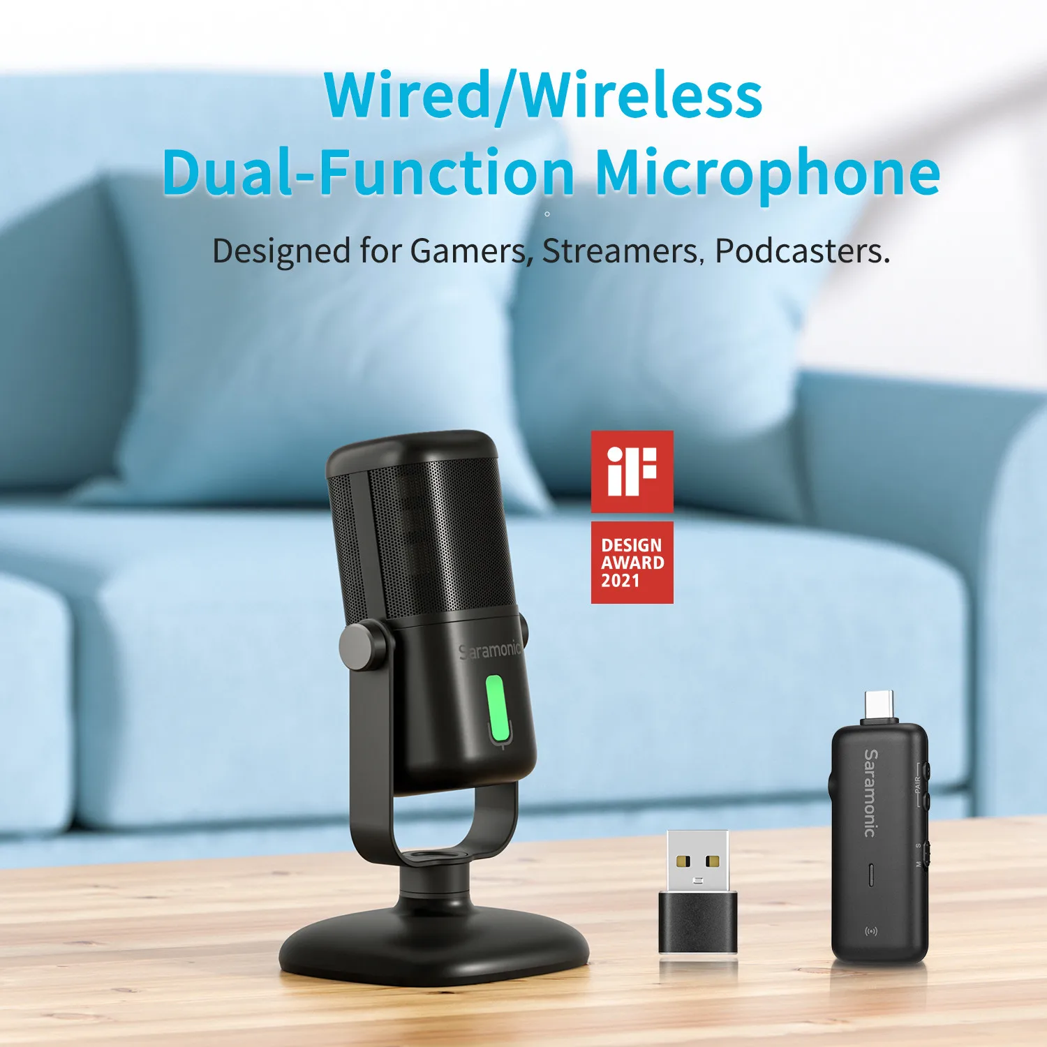 Saramonic Wireless USB Recording Microphone Mono/Stereo SR-MV2000W Professional Mic for PC Podcasts Conferences Online Education |