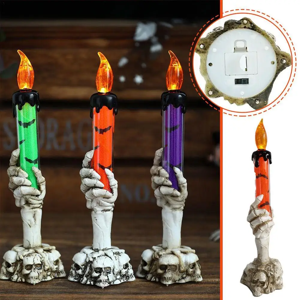 Light Skeleton Ghost Hand Flameless Candle Lamp Party Bar Decoration Lamp Green Orange Purple
