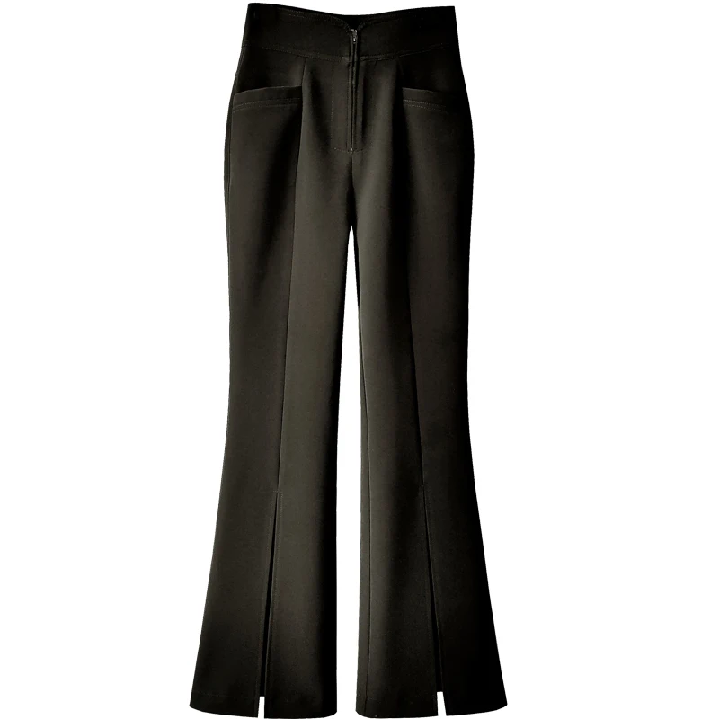 Fashion Black Casual Wide Leg Pants Ladies Slit Flare Pants 2022 Four Seasons Temperament Slim Streetwear Trousers Women S-3XL