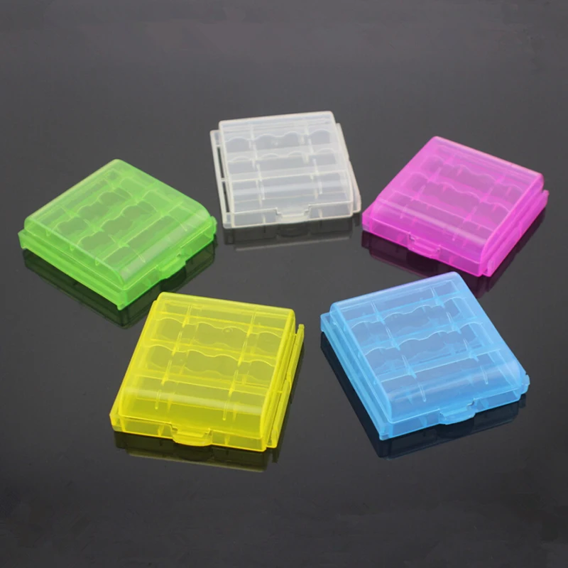 Colorful Plastic Battery Holder Case 4 AA AAA Hard Plastic Storage Box Cover for 14500 10440 Battery Organizer Container