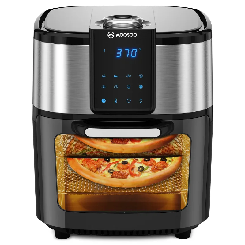

Moosoo Air Fryer, 12.7 Qt Air Fryer Oven, Oil-less Stainless Steel Air Fryer with Dehydrator, Time & Temp Dial