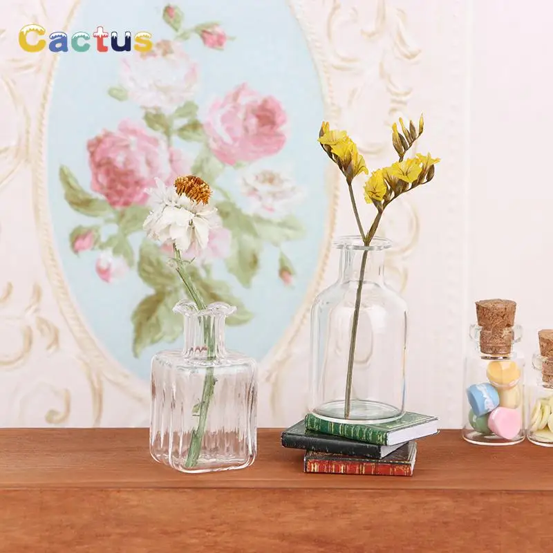 

1:12 Dollhouse Miniature Glass Vase Glass Bottle Storage Tiny Jar Vial Decor Toy