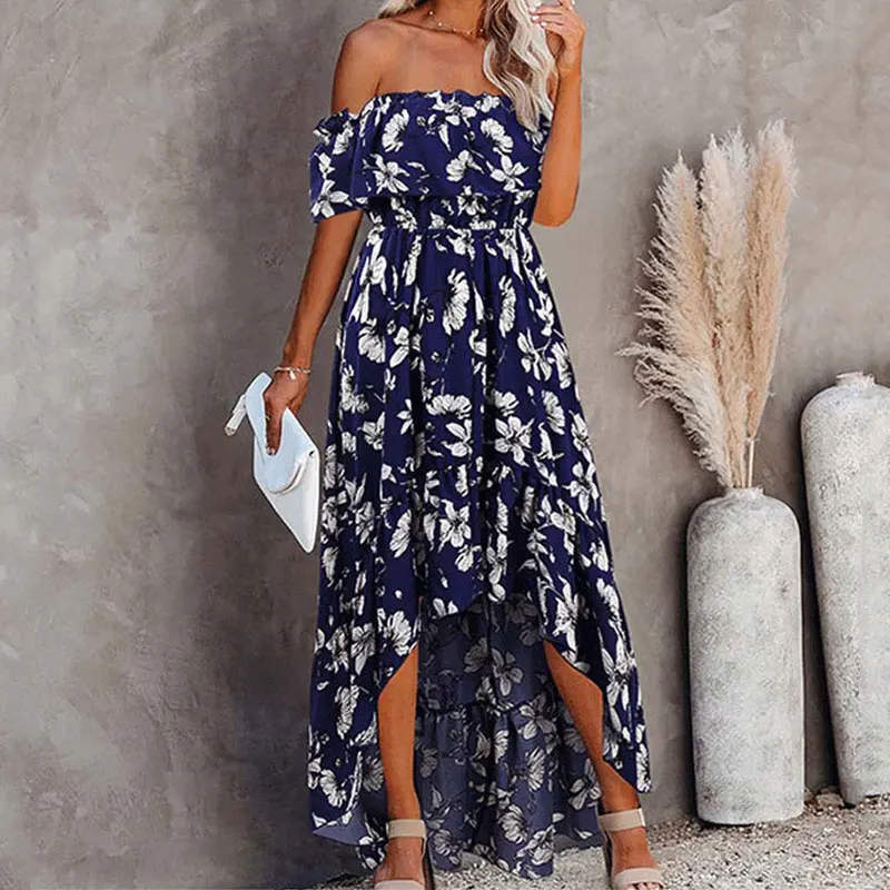 2022 Summer Floral Ruffle Dress Women Backless Long Maxi Dress Ladies Floor  Length Party Dress For Women - купить по выгодной цене | AliExpress