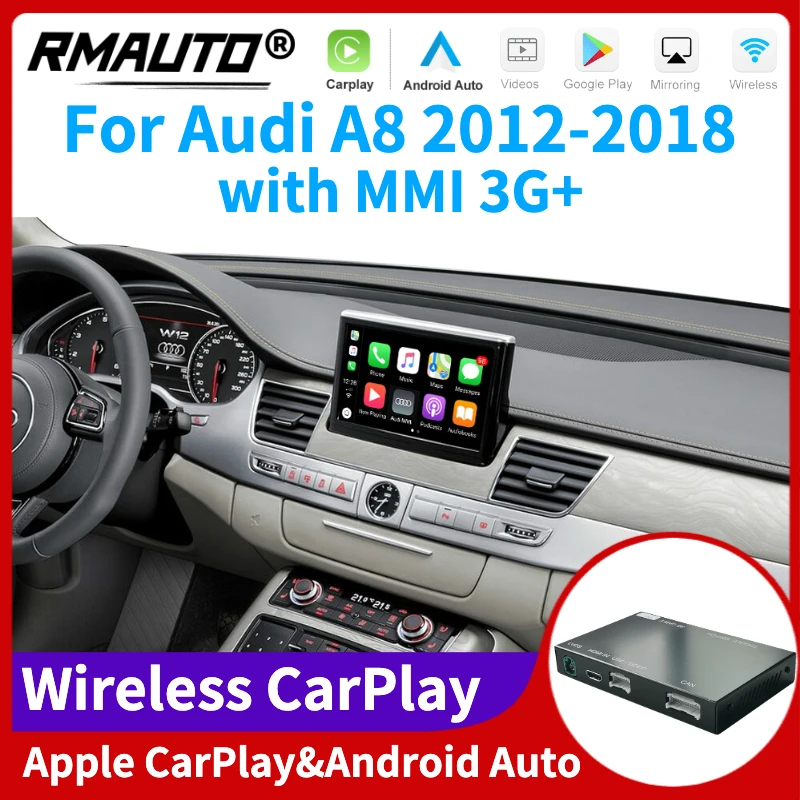

RMAUTO Wireless Apple CarPlay MMI 3G for Audi A8 2012-2018 Android Auto Mirror Link AirPlay Support Reverse Image Car Play