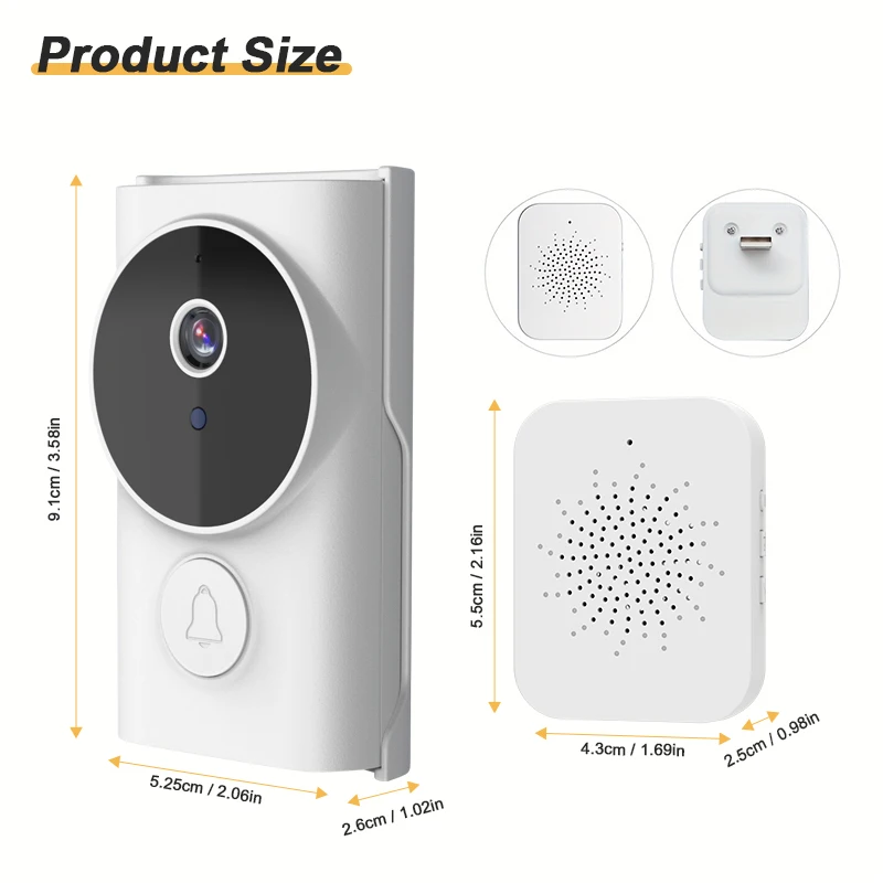 Видеодомофон Tuya 1080P Smart Ring с Wi-Fi, ночным видением и функцией видеосвязи для входной двери (art.: 3920d7c3da97e) - 3920d7c3da97e