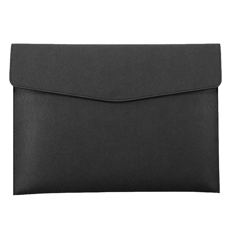 

2X PU Leather A4 File Folder Document Holder Waterproof Portfolio Envelope Folder Case With Snap Closure(Black)
