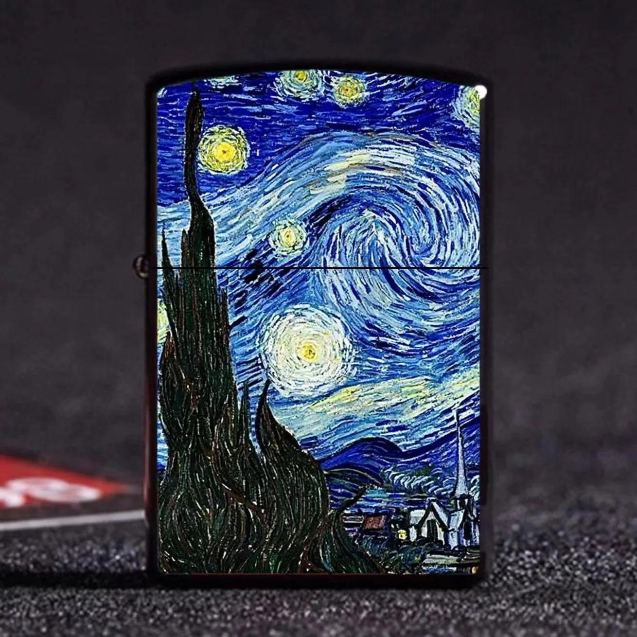 

Vincent Van Gogh's Oil Painting Starry Night Windproof Metal Kerosene Lighter