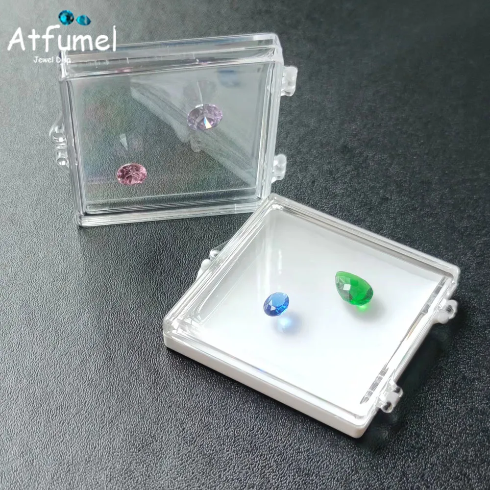 

3Pcs Clear 3D Floating Jewelry Diamond Display Box Gems Jewelry Organizer Packaging Box Earring Holder Stone Beads Gift Box