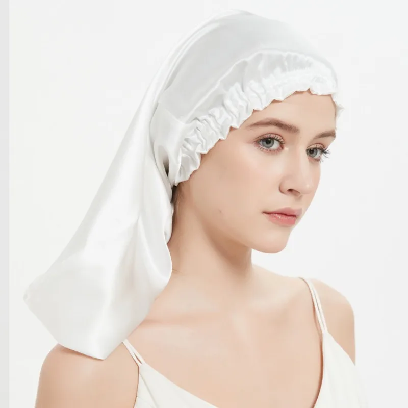 Solid Long Hair Care Satin Bonnet
