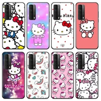 cute hello kitty for huawei y9s y9 y8p y8s y7p y7a y6p y6s y6 y5p y5 prime 2018 2019 2020 soft black phone case