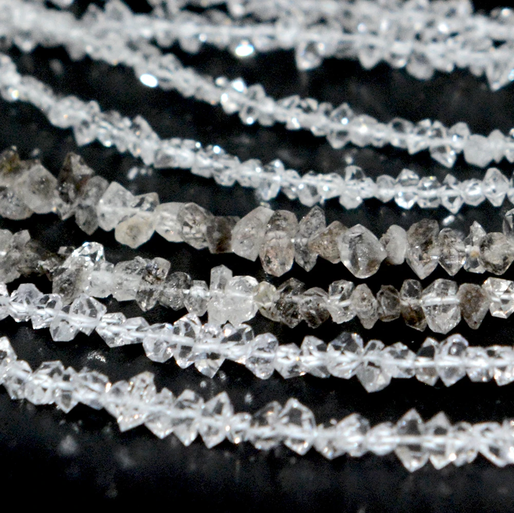Фото Натуральные чистые энергетические кварцевые бусины Herkimer Diamond, оригинальные массивные бусины 2 мм-3 мм, 3-5 мм, длина пряди 39 см, браслет/ожерелье «сделай сам» №3