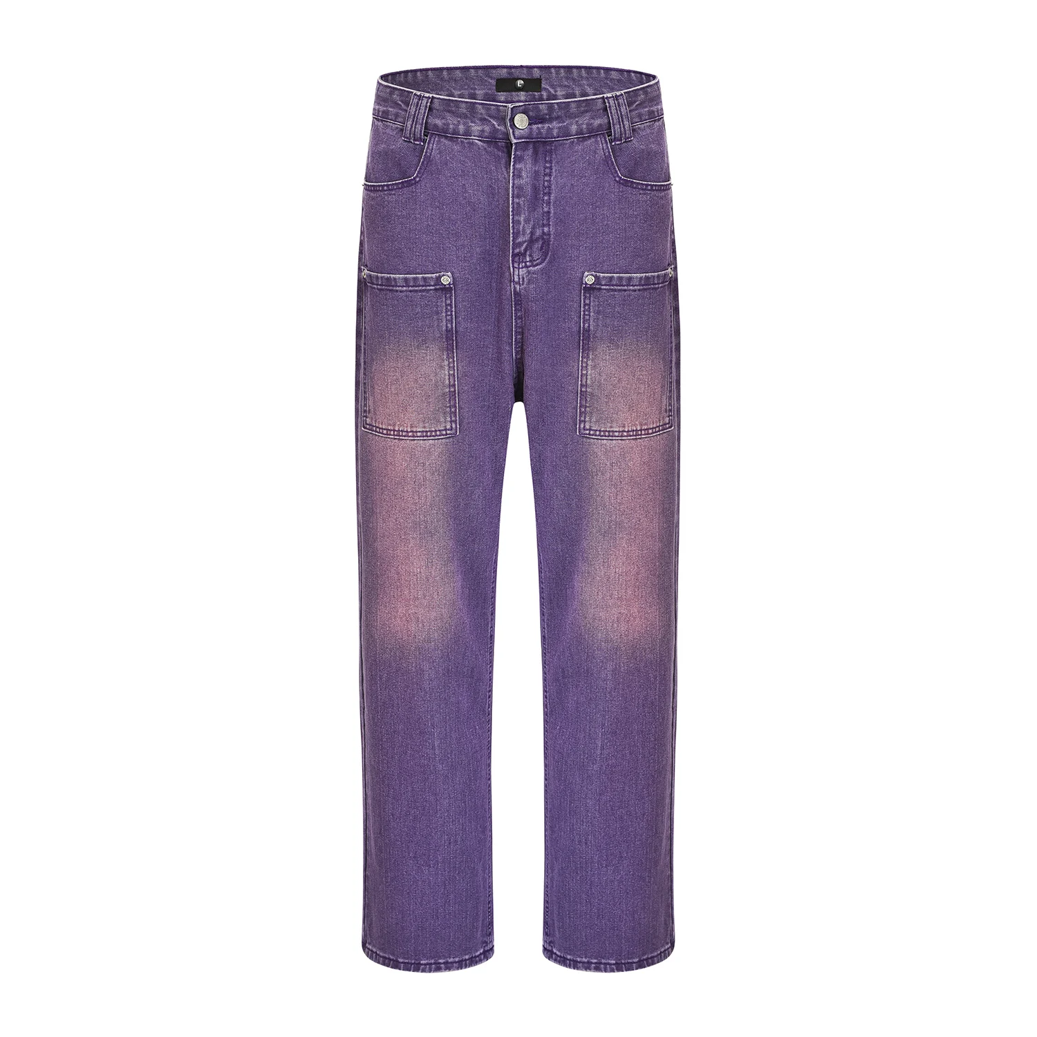 

Винтажные фиолетовые широкие джинсы, мужские классические прямые повседневные джинсовые брюки с градиентной окраской и широкими штанинам...