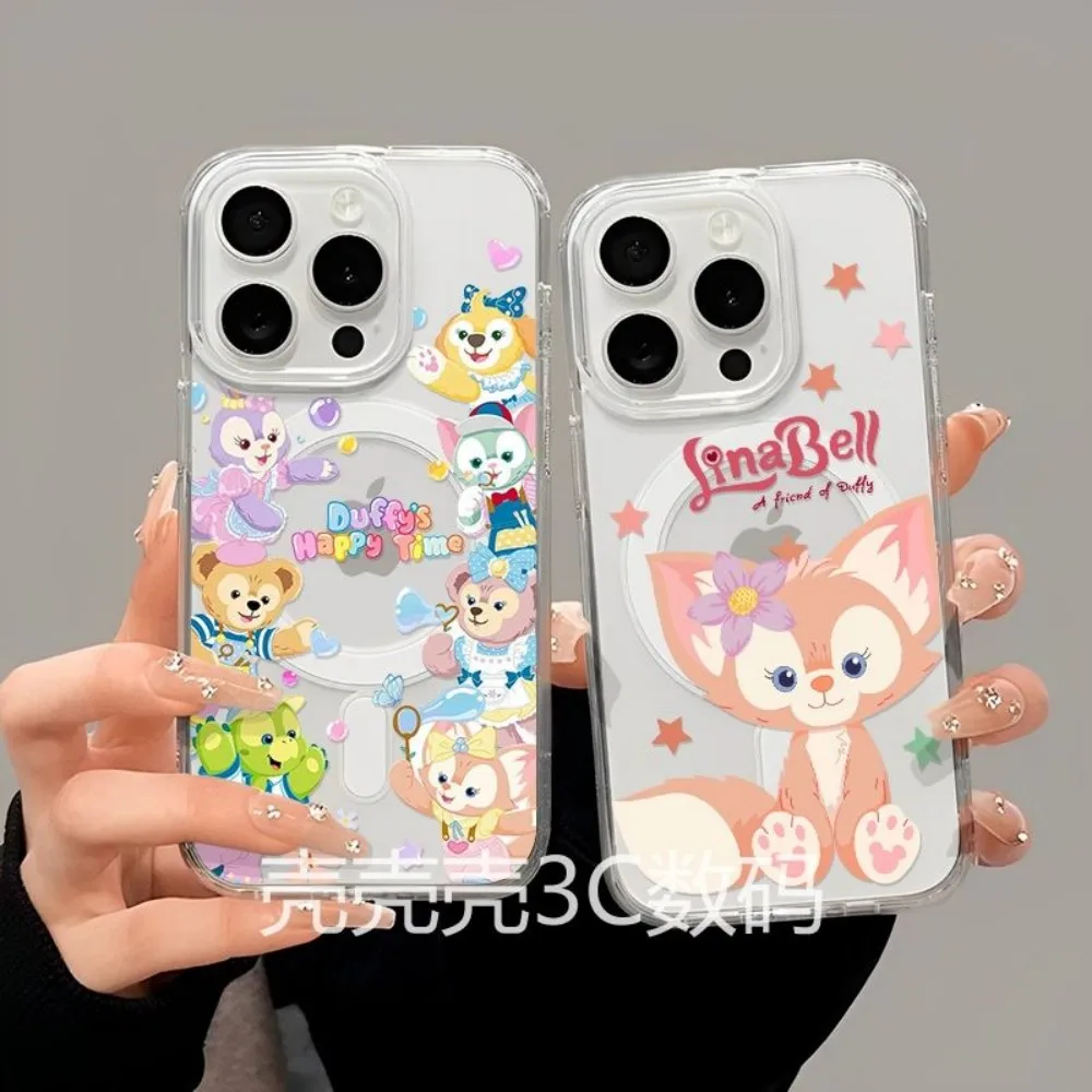 Фото ГОРЯЧАЯ НОВИНКА: Магнитный чехол для iPhone 17, 16, 15, 14, 13, 12, 11, 8, 7 Air Plus Pro Max – Мягкий прозрачный чехол из ТПУ с мультяшными персонажами LinaBellS и StellaLouS №1