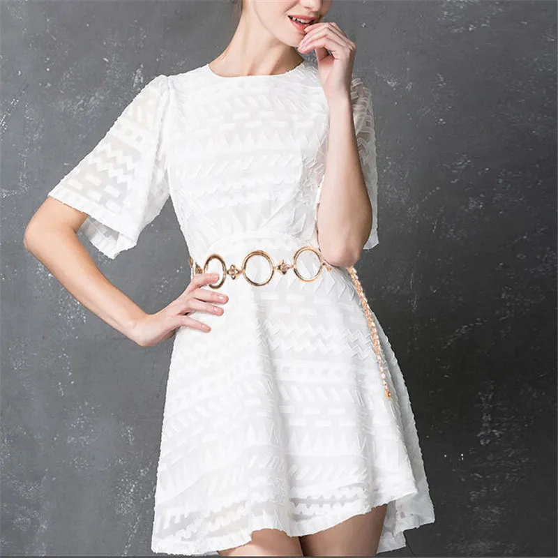 

2022 New Arrival Silver Ring Chain Belt Fashion Elegant Gold Metal Female Round Alloy Women Circle Waist Dress Belts