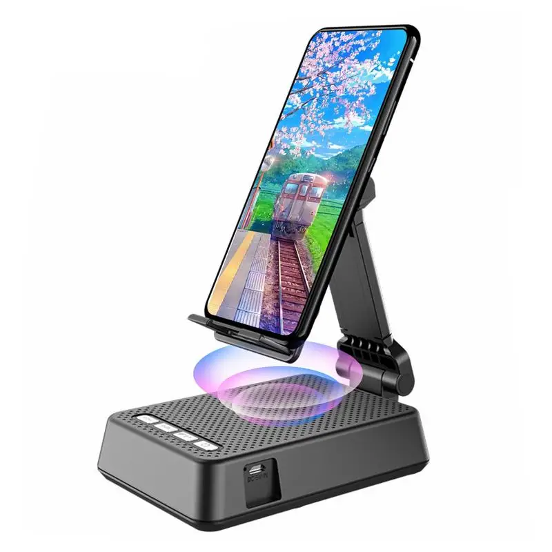 

Portable Wireless Speaker Adjustable Desktop Bracket Smartphone Stand With Wireless Blue tooth Speaker Universal Folding Tablet
